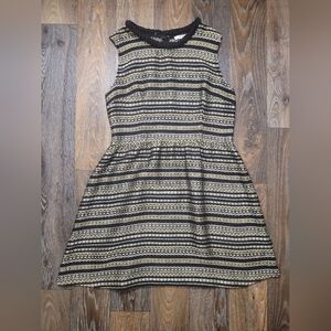 Ellison Wonens Large Dress Sleeveless A Line Dress Gold Silver Black Striped